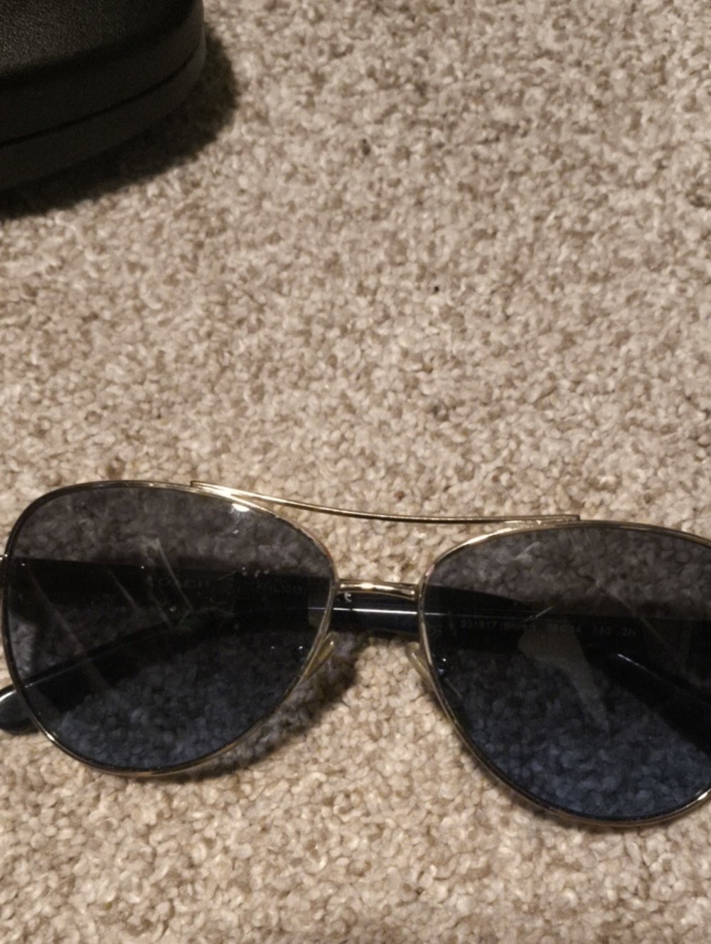 Gold Frame Coach Black Lens Women's Aviator Sunglasses